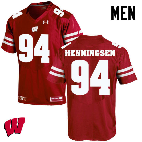 Men Winsconsin Badgers #94 Matt Henningsen College Football Jerseys-Red